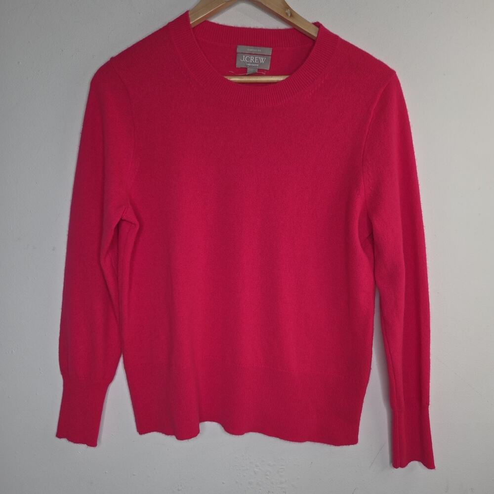 J.Crew Cashmere Sweater M Womens Fuchsia Pink Classic Fit Crew Neck